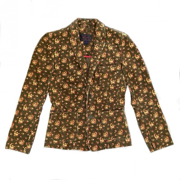 Vintage Ralph Lauren RALPH Floral‎ Corduroy Blazer Jacket Women's S Stretch - Picture 1 of 10